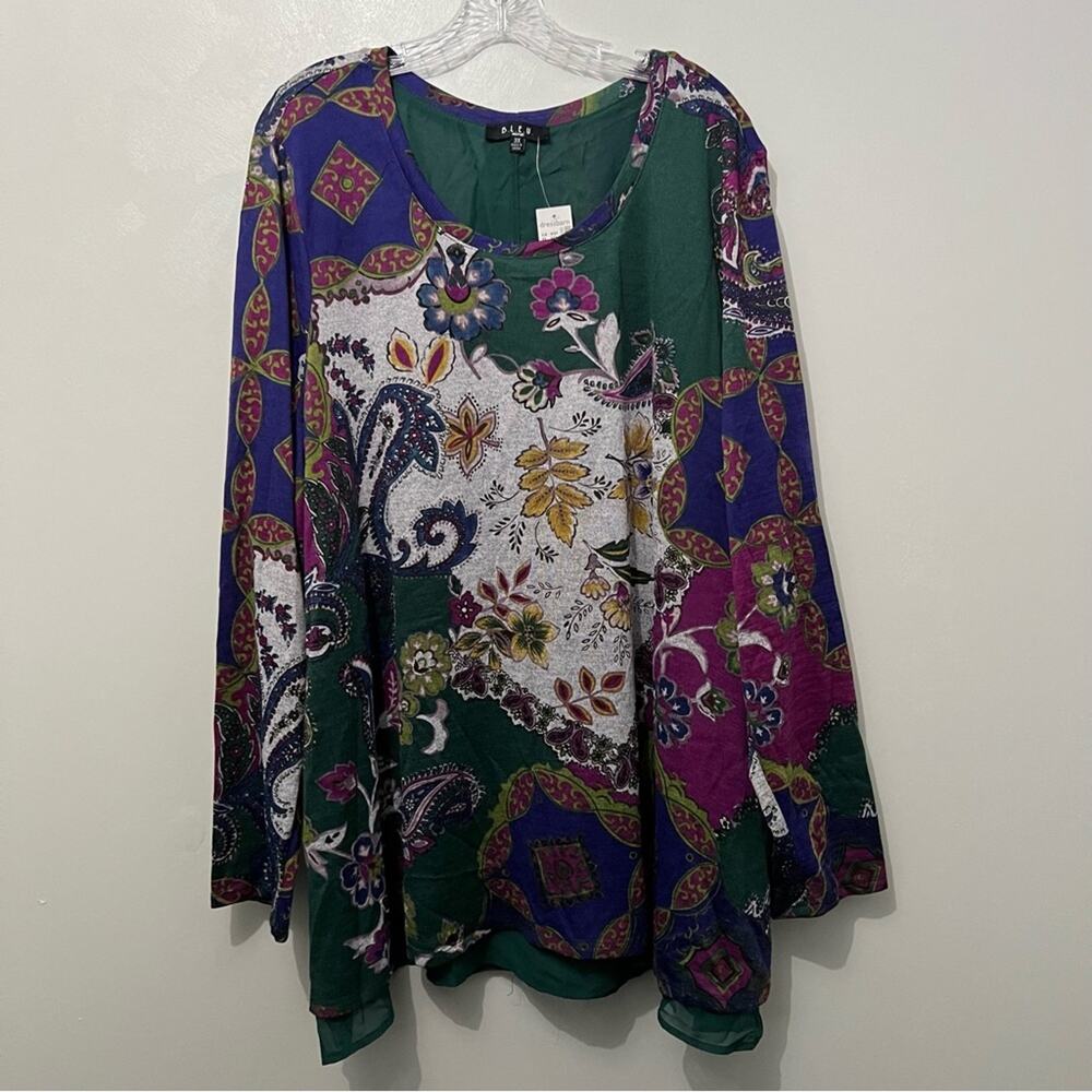 B.L.E.U. Woman Layered Pullover Sweater Blouse | Women’s Size 3X